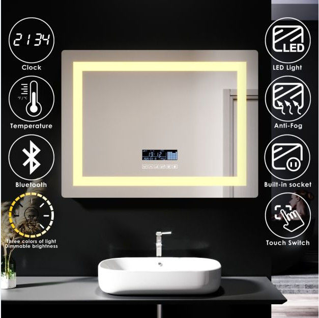 Verwarmde Verlichte LEIDENE Badkamersspiegel met Bluetooth 600*800 700*900 750*1000